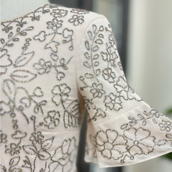 NWT Needle & Thread Linear Motif Georgette Sheath Dress | Size 6 - Picture 4 of 15